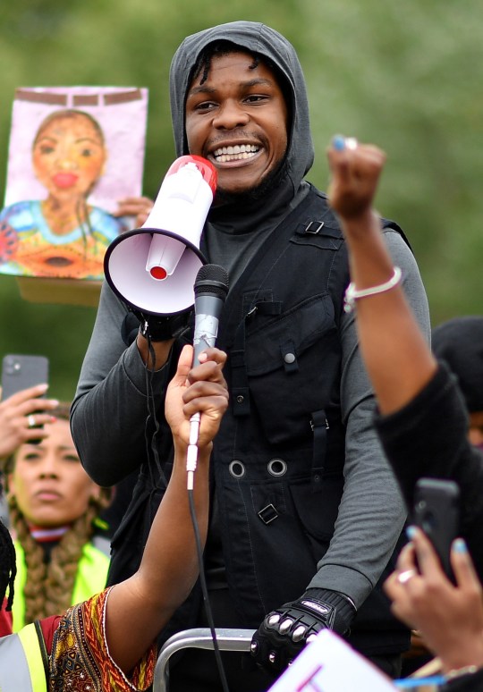 John Boyega addressed the crowd gathered at Hyde Park (Picture:: David Parry/REX)